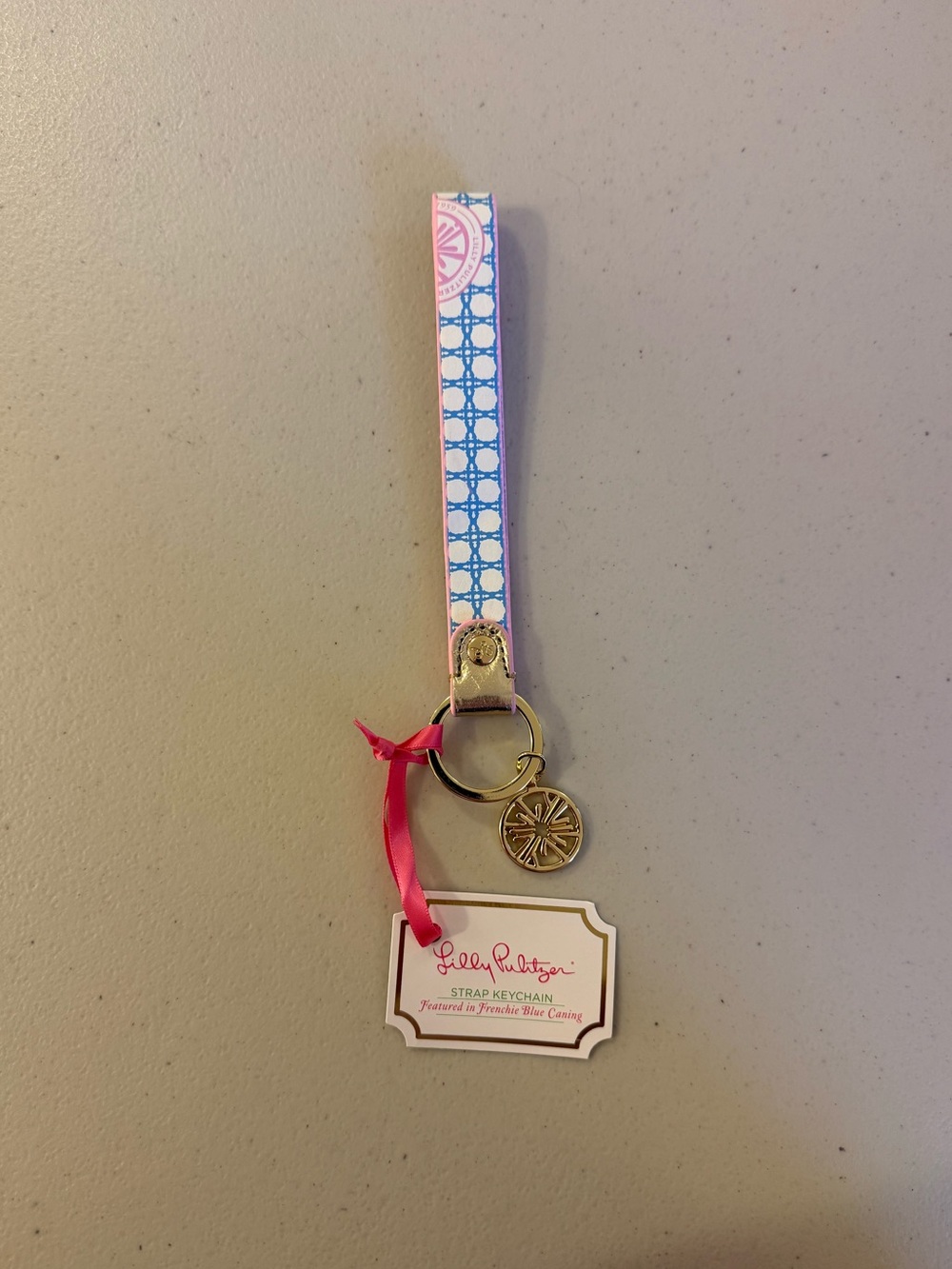 Lilly Pulitzer Strap Keychain in ‘Frenchie Blue Caning’ - *NWT*